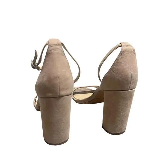 Vince Camuto Nude Suede Open Toe Ankle Strap Dress Block Heel Sandals Shoes 8.5 - Picture 4 of 5